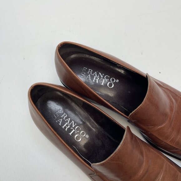 Franco Sarto Shoes Womens 7M Bocca Casual Loafers Comfort Brown Leather Slip On - Picture 6 of 16